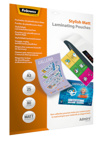 ADMIRE STYLISH MATT POUCH A3 80MIC X 25PK