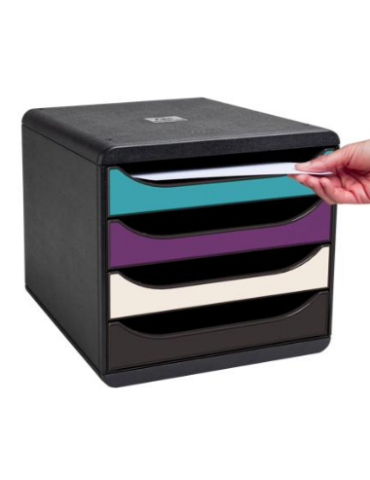 Module de classement Big Box 4 tiroirs Titane - Couleurs assorties
