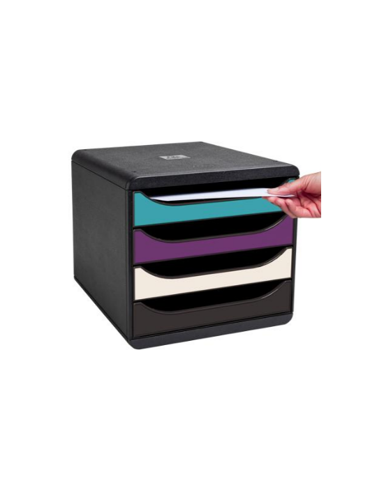 Module de classement Big Box 4 tiroirs Titane - Couleurs assorties