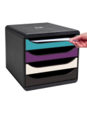 Module de classement Big Box 4 tiroirs Titane - Couleurs assorties