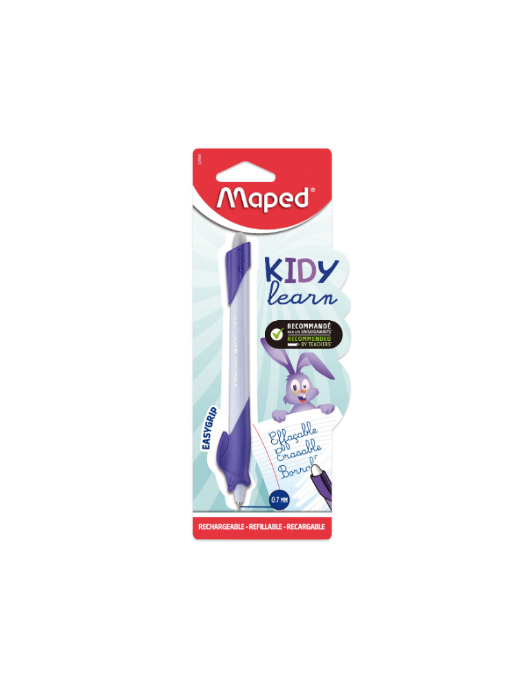 Stylo d'apprentissage effaçable bleu KIDY LEARN, lapin, en blister