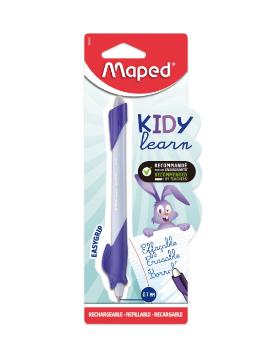 Stylo d'apprentissage effaçable bleu KIDY LEARN, lapin, en blister