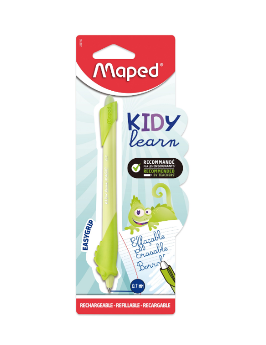 Stylo d'apprentissage effaçable bleu KIDY LEARN, caméléon, en blister