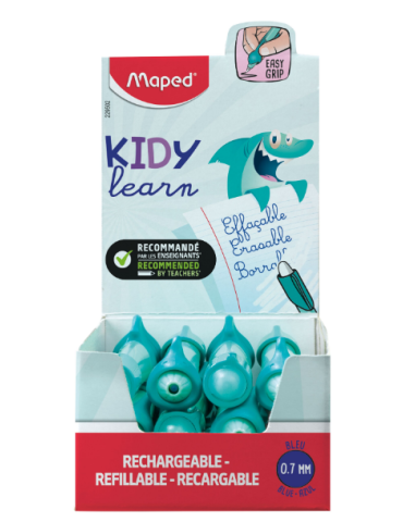 1 x Stylo d'apprentissage effaçable bleu KIDY LEARN, requin, en présen