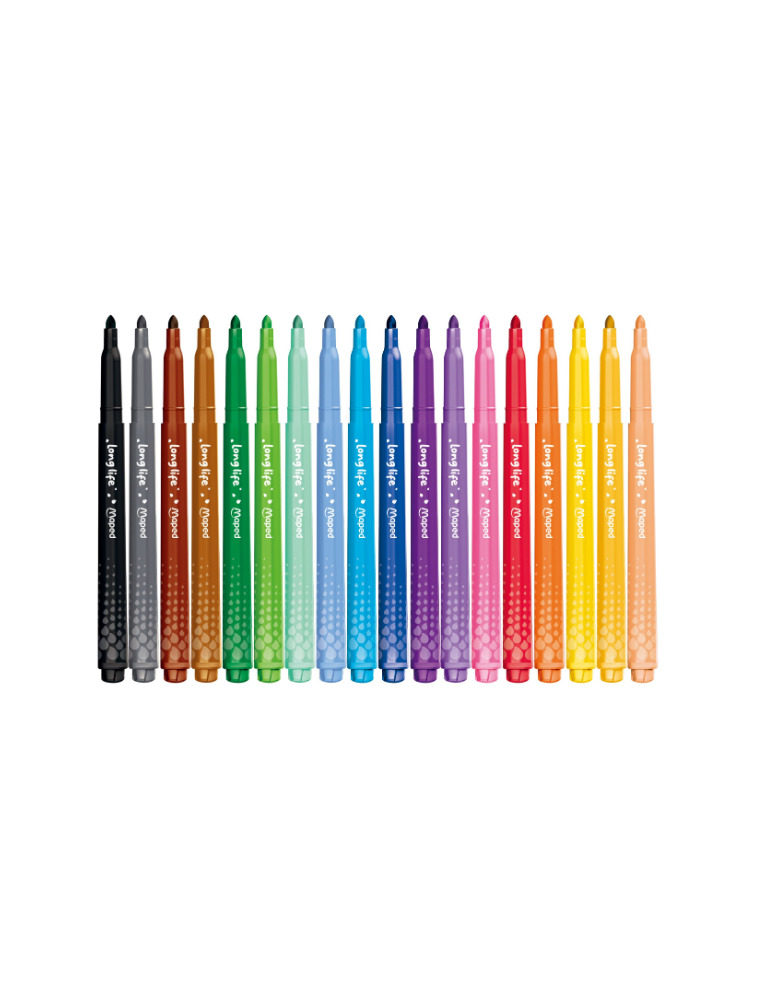 18 feutres LONG LIFE 2.0, en pochette carton