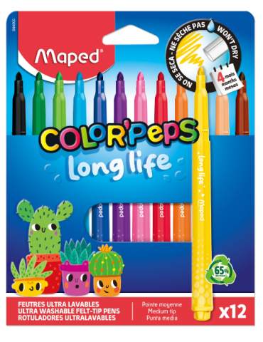 12 feutres LONG LIFE 2.0, en pochette carton