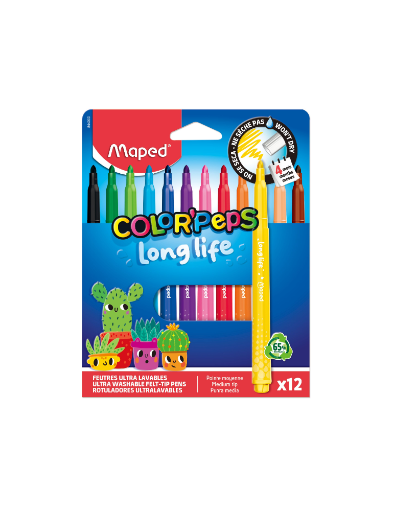 12 feutres LONG LIFE 2.0, en pochette carton