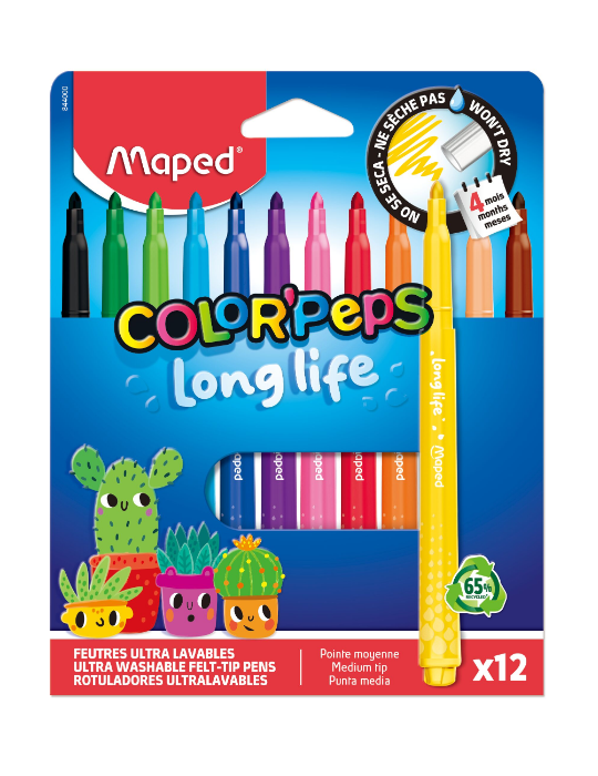 12 feutres LONG LIFE 2.0, en pochette carton