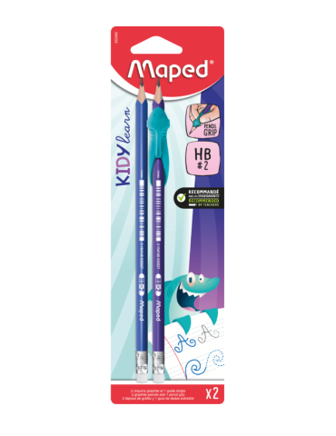 Blister de 2 Crayons graphite BLACK'PEPS KIDY LEARN triangulaire HB, e