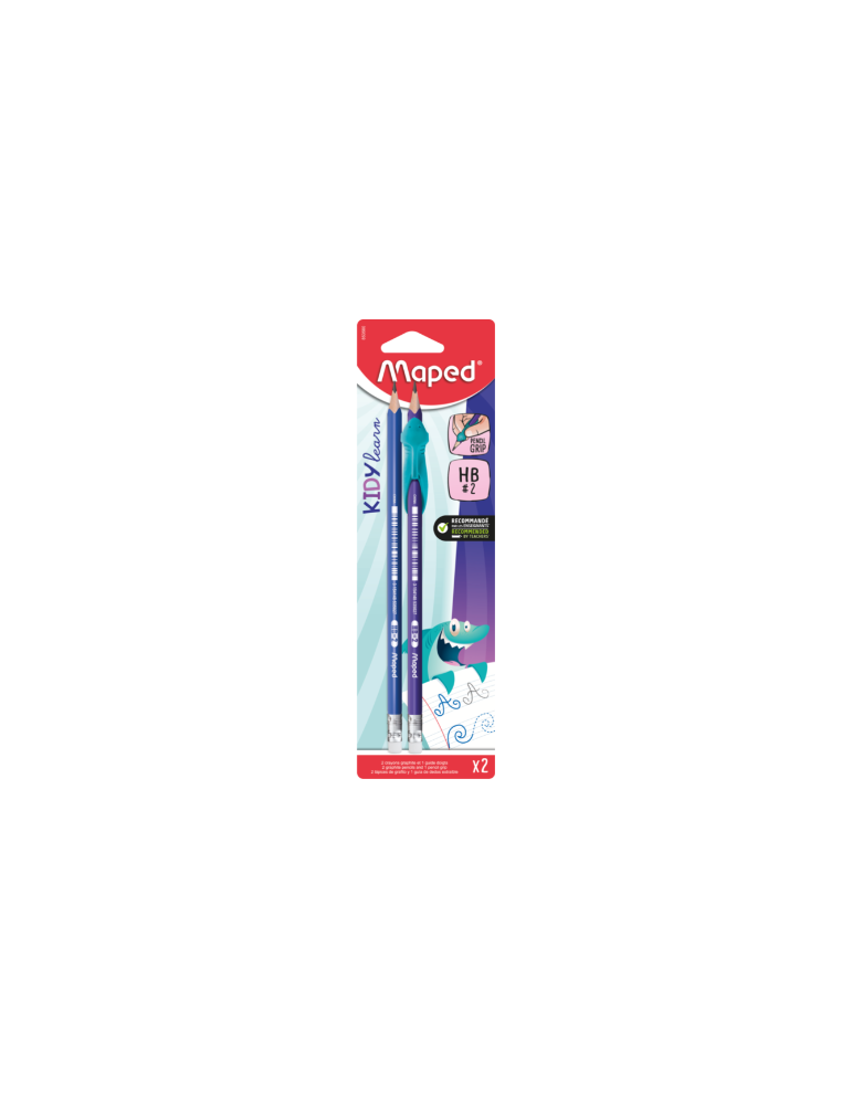 Blister de 2 Crayons graphite BLACK'PEPS KIDY LEARN triangulaire HB, e