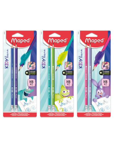 Blister de 2 Crayons graphite BLACK'PEPS KIDY LEARN triangulaire HB, e 2