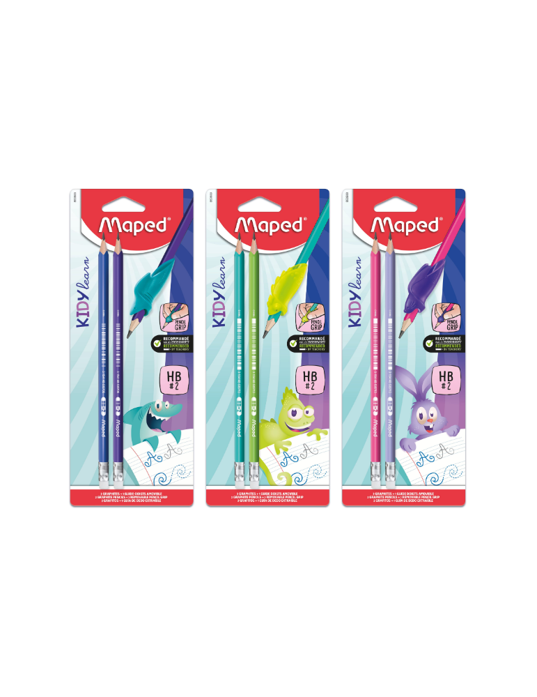 Blister de 2 Crayons graphite BLACK'PEPS KIDY LEARN triangulaire HB, e