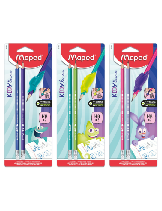 Blister de 2 Crayons graphite BLACK'PEPS KIDY LEARN triangulaire HB, e