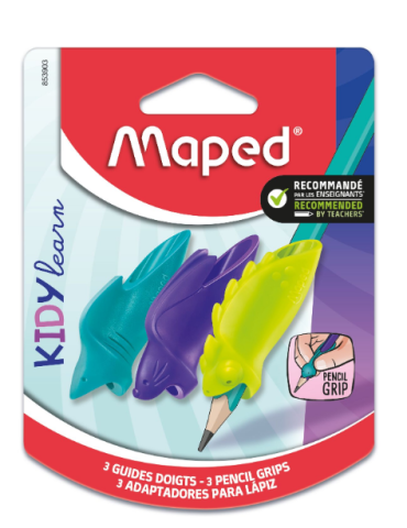 Blister de 3 guide doigts KIDY LEARN, motif requin, lapin et caméléon