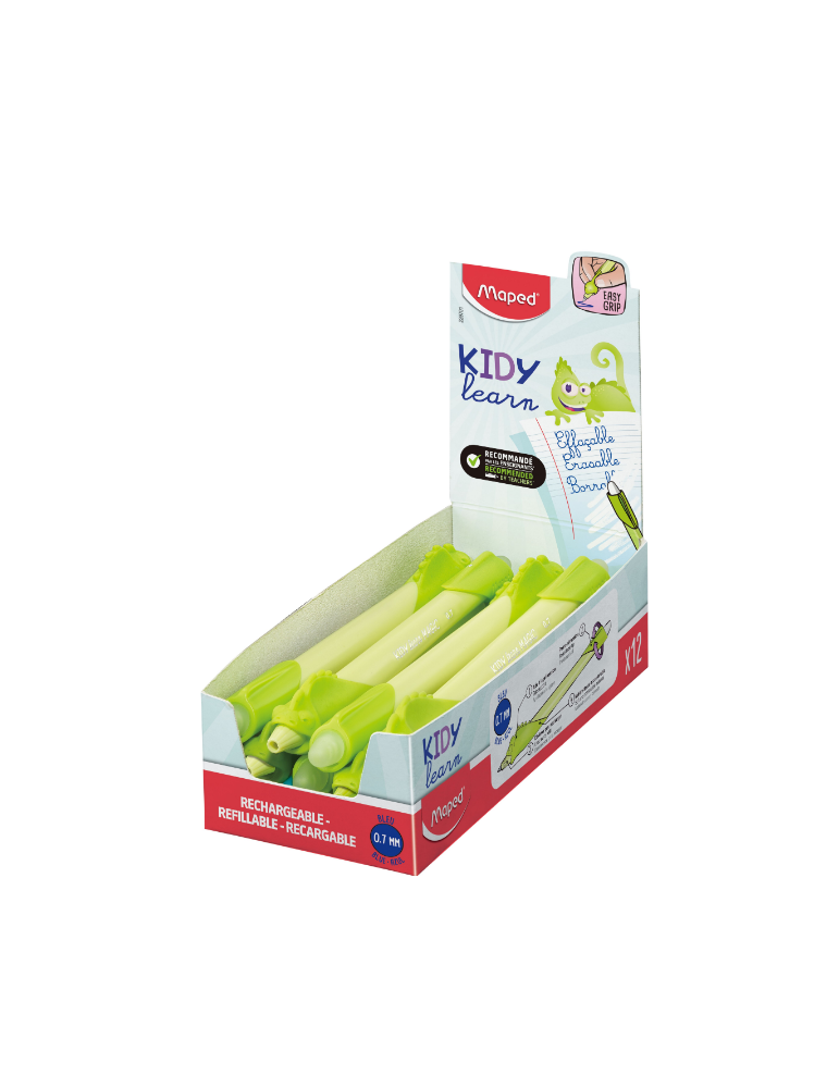1 x Stylo d'apprentissage effaçable bleu KIDY LEARN, caméléon, en prés