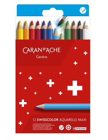 SWISSCOLOR BTE CART 12 Wasservermlbare Maxi Farbstifte