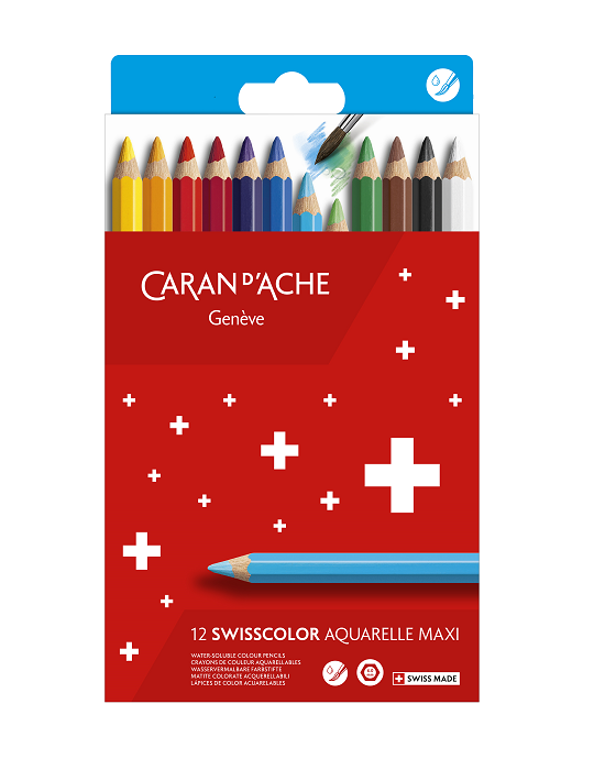 SWISSCOLOR BTE CART 12 Wasservermlbare Maxi Farbstifte