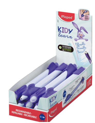 Stylo d'apprentissage effaçable bleu KIDY LEARN, lapin, BOITE 12