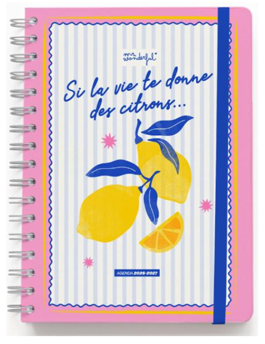 Agenda Mr. Wonderful 2026-27 Journalier - Si la vie te donne des citro