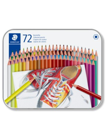Crayon de couleur sans bois - étui métal 72 pc