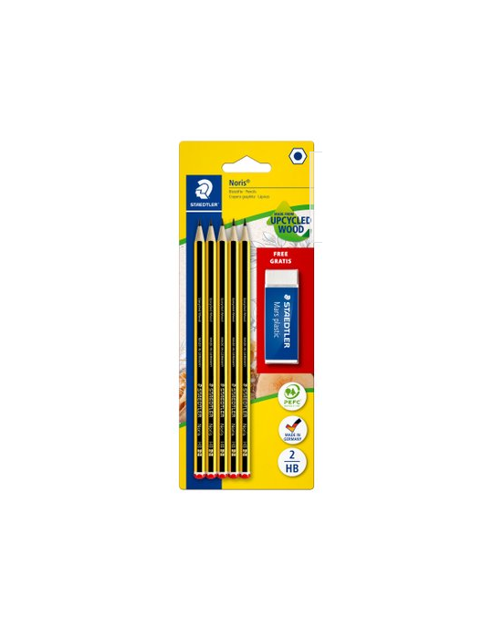 Noris crayon - blister 5 x HB + gomme gratis