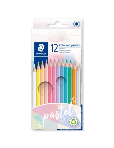 crayons de couleur - étui carton 12 pc pastel