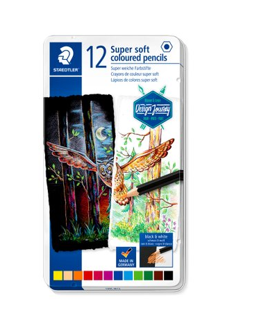 super soft kleurpotlood - metalen etui 12 st DJ