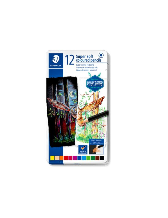 super soft crayon de couleur - étui métal 12 pc DJ