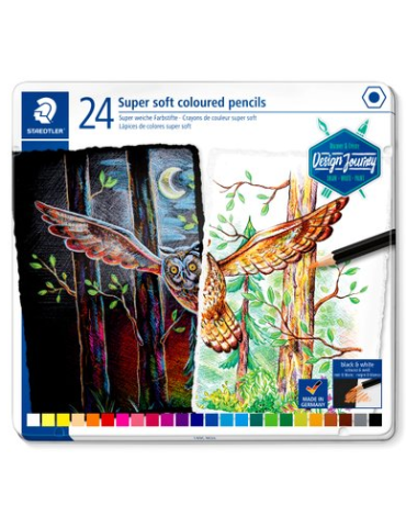 super soft kleurpotlood - metalen etui 24 st DJ