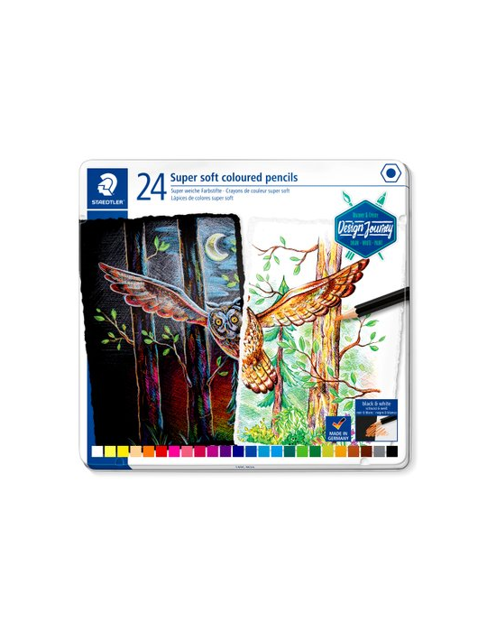 super soft crayon de couleur - étui métal 24 pc DJ