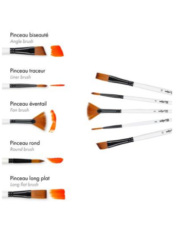 Darwi For You Set de 5 pinceaux moyens 2 - Blanc - New 2