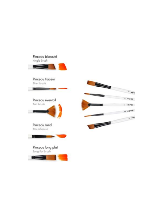 Darwi For You Set de 5 pinceaux moyens 2 - Blanc - New