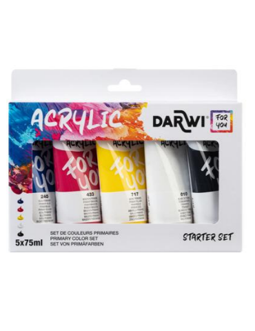 Darwi For You set de peinture acrylique - 5x75 ml - Assortiment