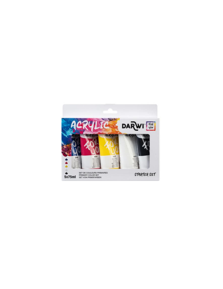 Darwi For You set de peinture acrylique - 5x75 ml - Assortiment