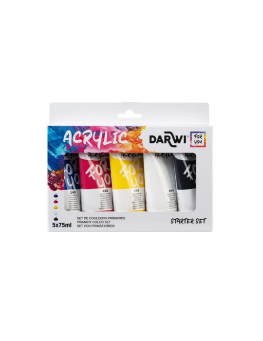 Darwi For You set de peinture acrylique - 5x75 ml - Assortiment