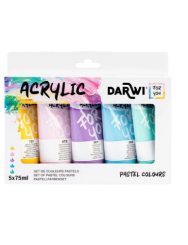 Darwi For You set de peinture acrylique - Pastels 5x75 ml - Assortimen