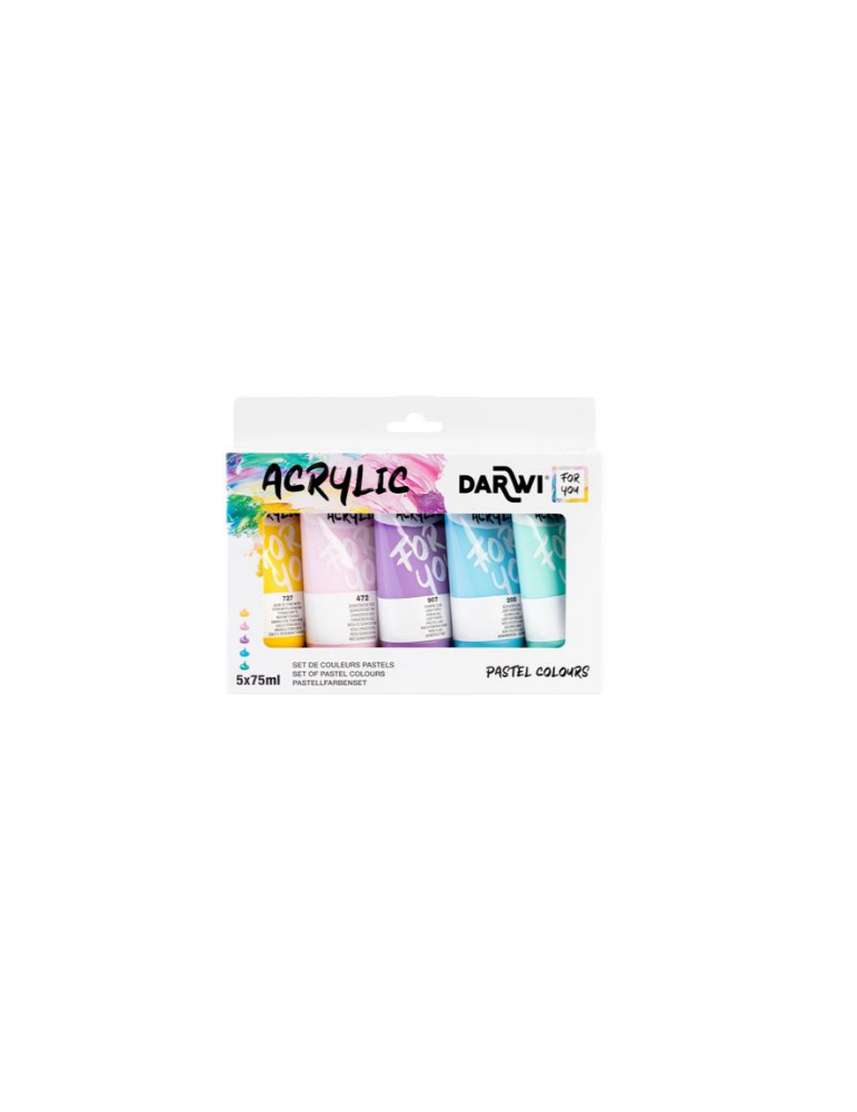 Darwi For You set de peinture acrylique - Pastels 5x75 ml - Assortimen