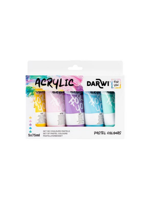 Darwi For You set de peinture acrylique - Pastels 5x75 ml - Assortimen
