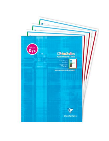 Bloc d'écriture spécial Dys encollé en-tête A4 100 pages détachables c