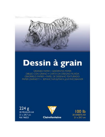 Dessin à Grain bloc collé 20F A4 224g + 5 gratis