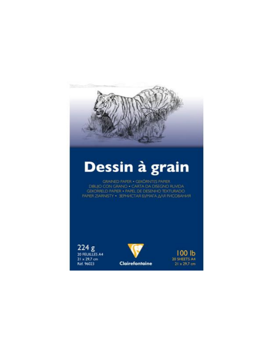 Dessin à Grain bloc collé 20F A4 224g + 5 gratis