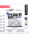 COFFRET UNI PIN OSAKA 6 feutres + 4 cartes créatives