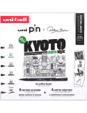 COFFRET UNI PIN KIOTO 6 feutres + 4 cartes créatives