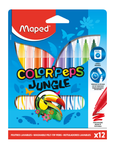 COLOR'PEPS JUNGLE viltstiften - medium penpunt - in ophangdoos x 12