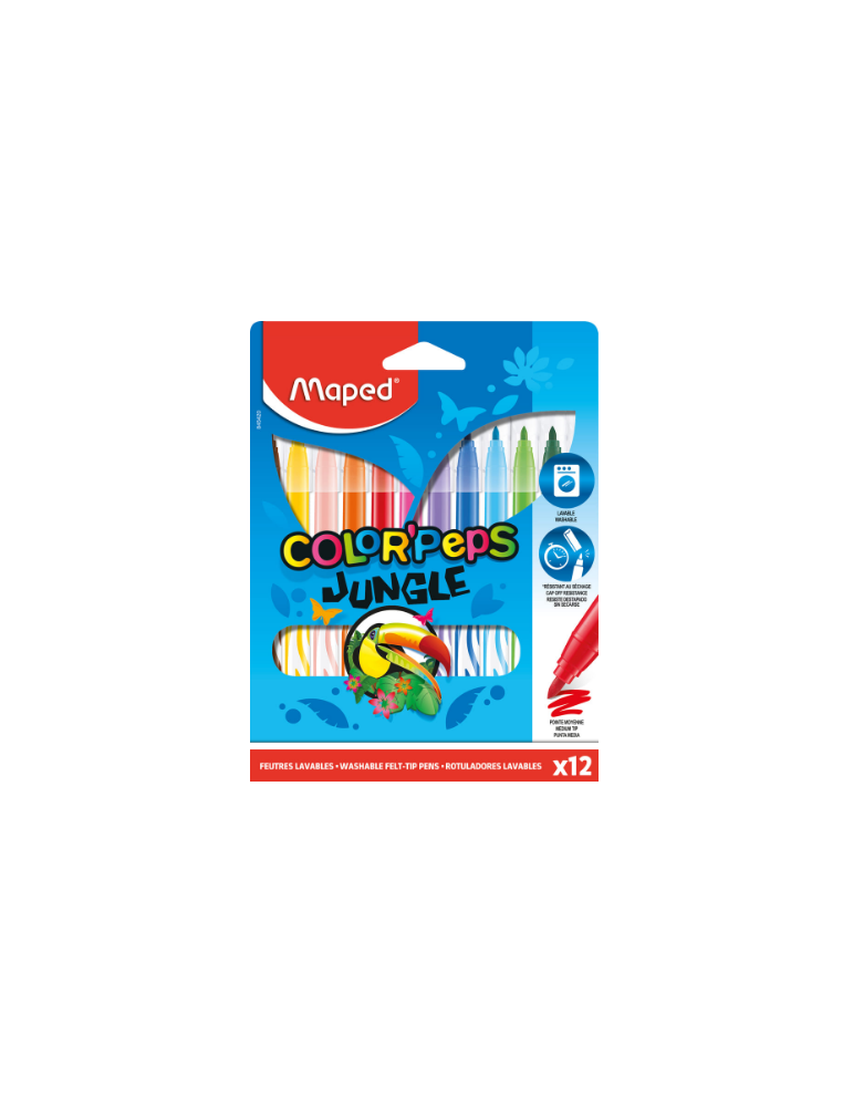 COLOR'PEPS JUNGLE viltstiften - medium penpunt - in ophangdoos x 12
