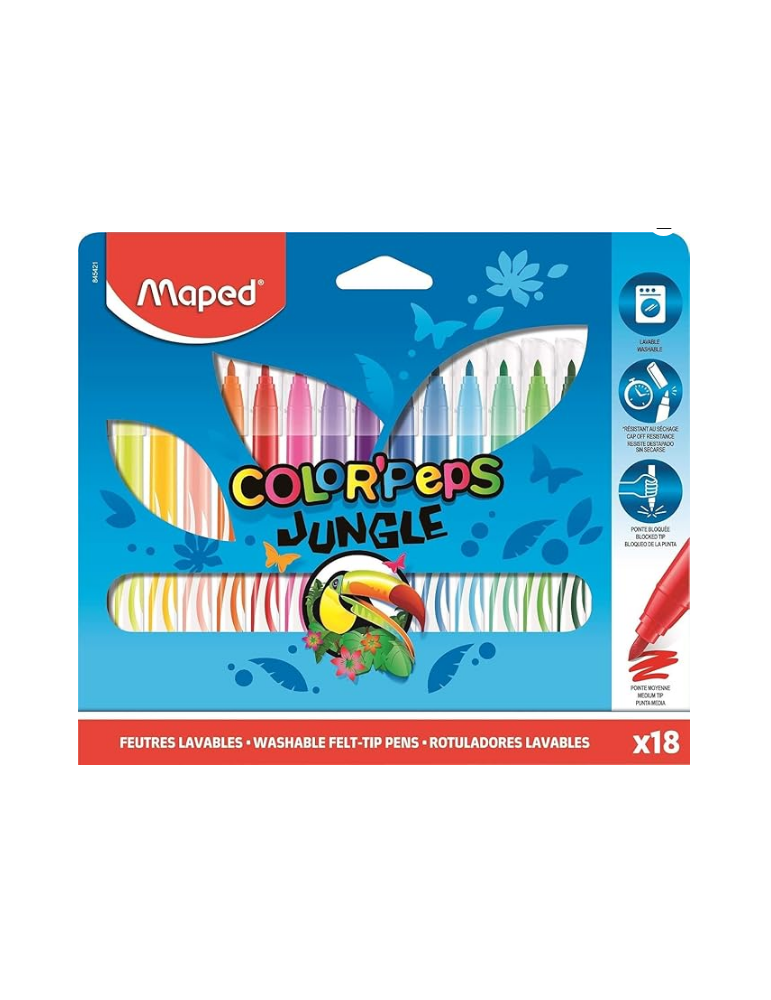 COLOR'PEPS JUNGLE viltstiften - medium penpunt - in ophangdoos x 18