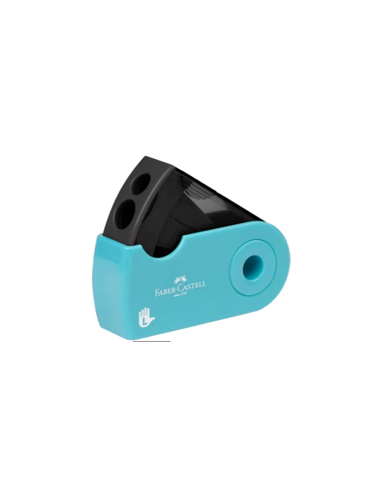 Puntenslijper Faber-Castell SLEEVE dubbel turquoise linkshandig