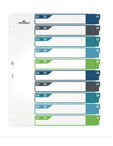 Intercalaires imprimable A4+ 1-10 tabs