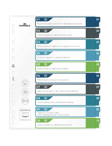 Intercalaires imprimable A4+ 1-10 tabs 2