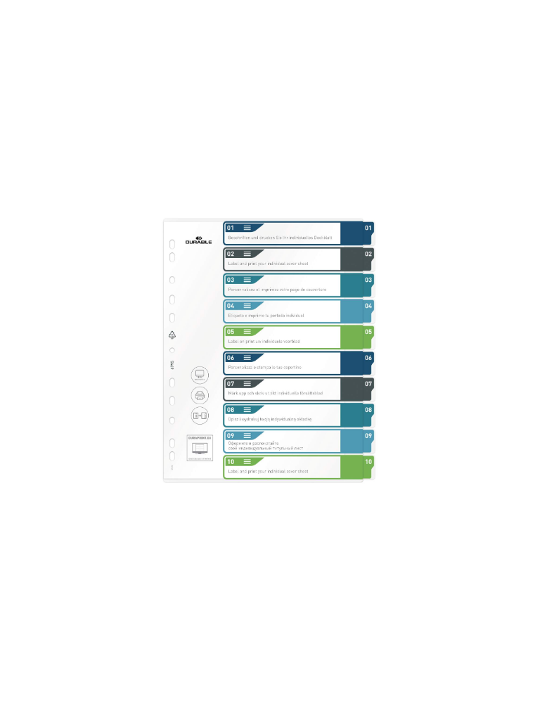 Intercalaires imprimable A4+ 1-10 tabs
